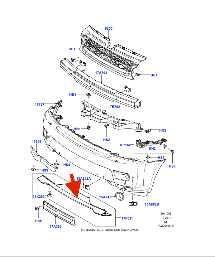 Land Rover Front Bumper Cover